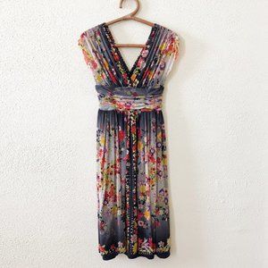 FUZZI Jean Paul Gaultier Floral Mesh Midi Dress M